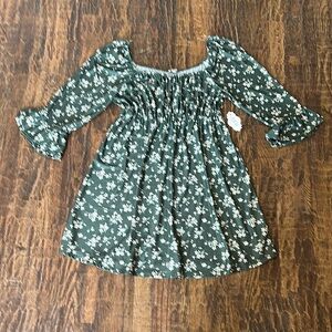 Floral Green Dress with White Accents